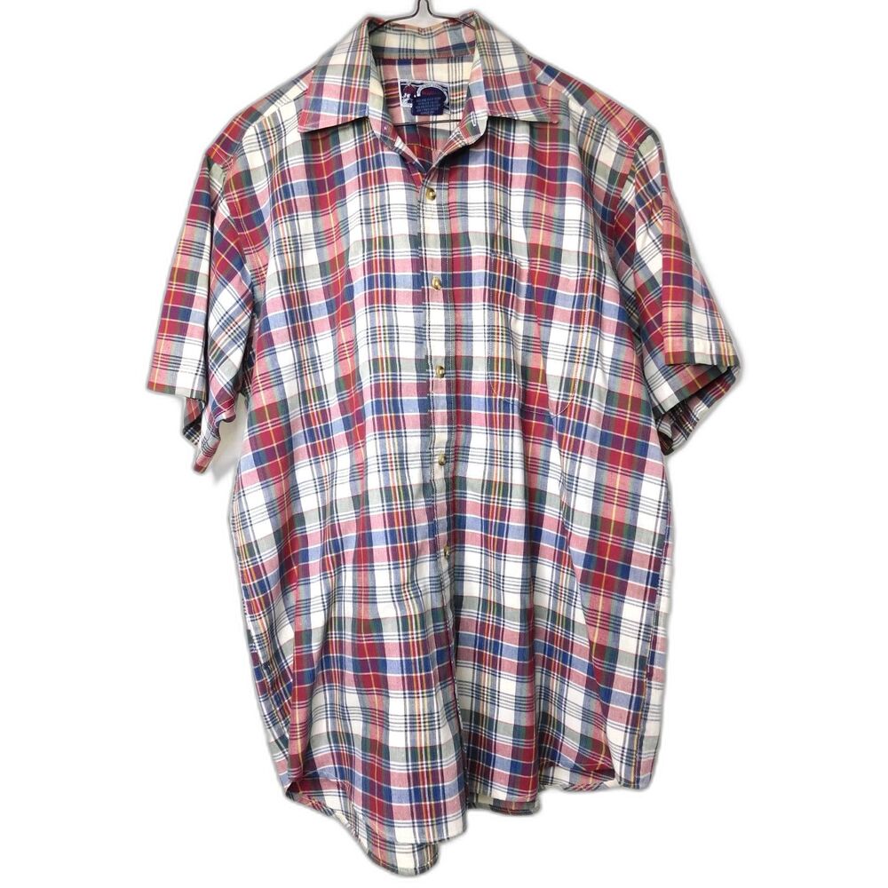 Men's Button Front Shirt Williams Bay Sz. L Check Print Work Casual Normcore